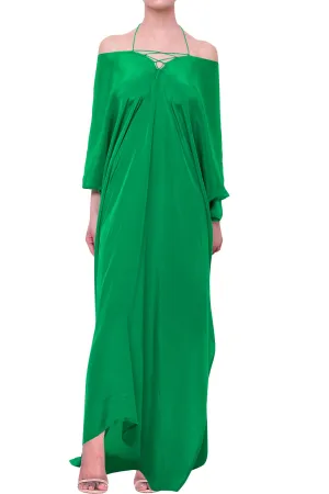 Green Silk Kaftan Vacation Outfits