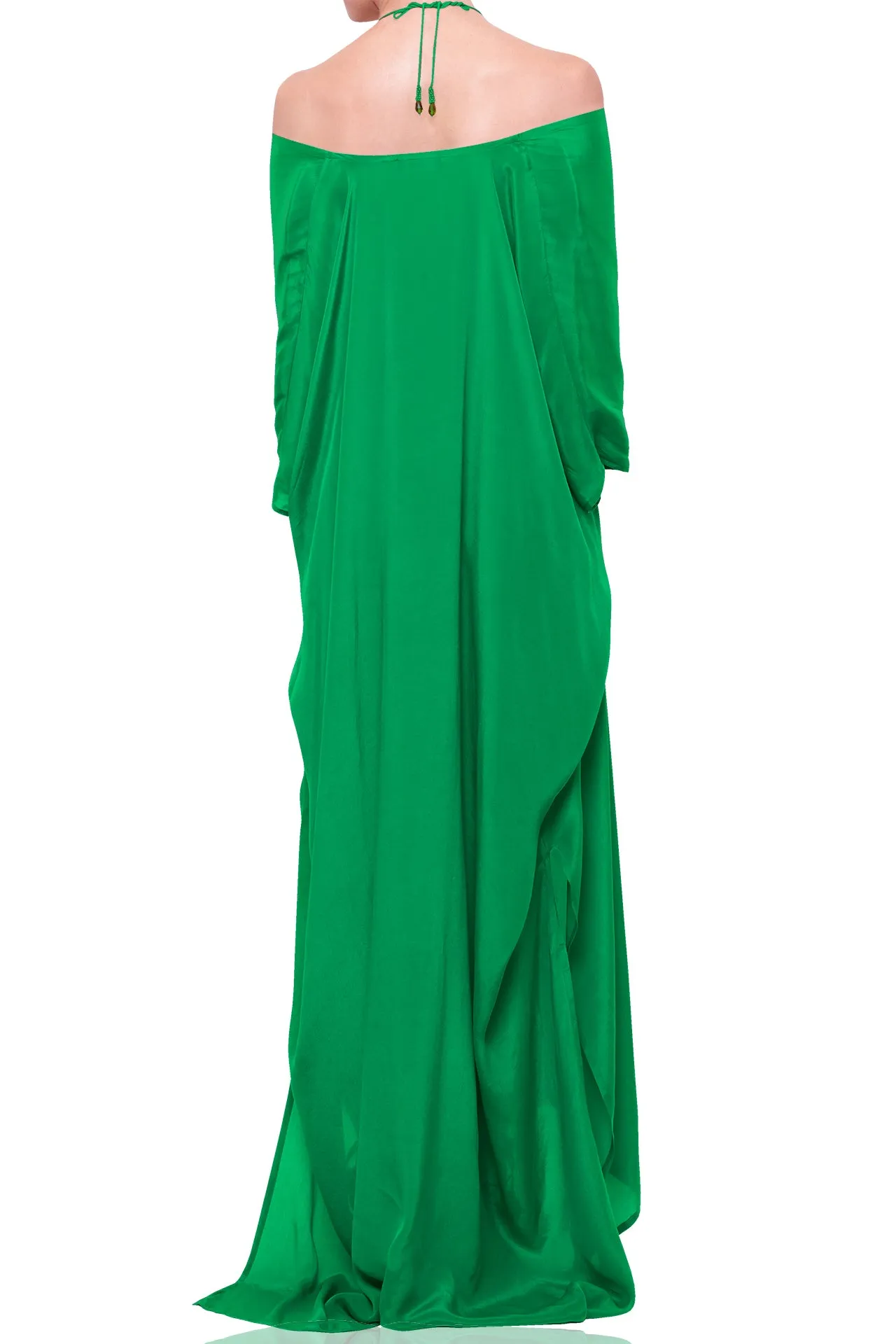 Green Silk Kaftan Vacation Outfits