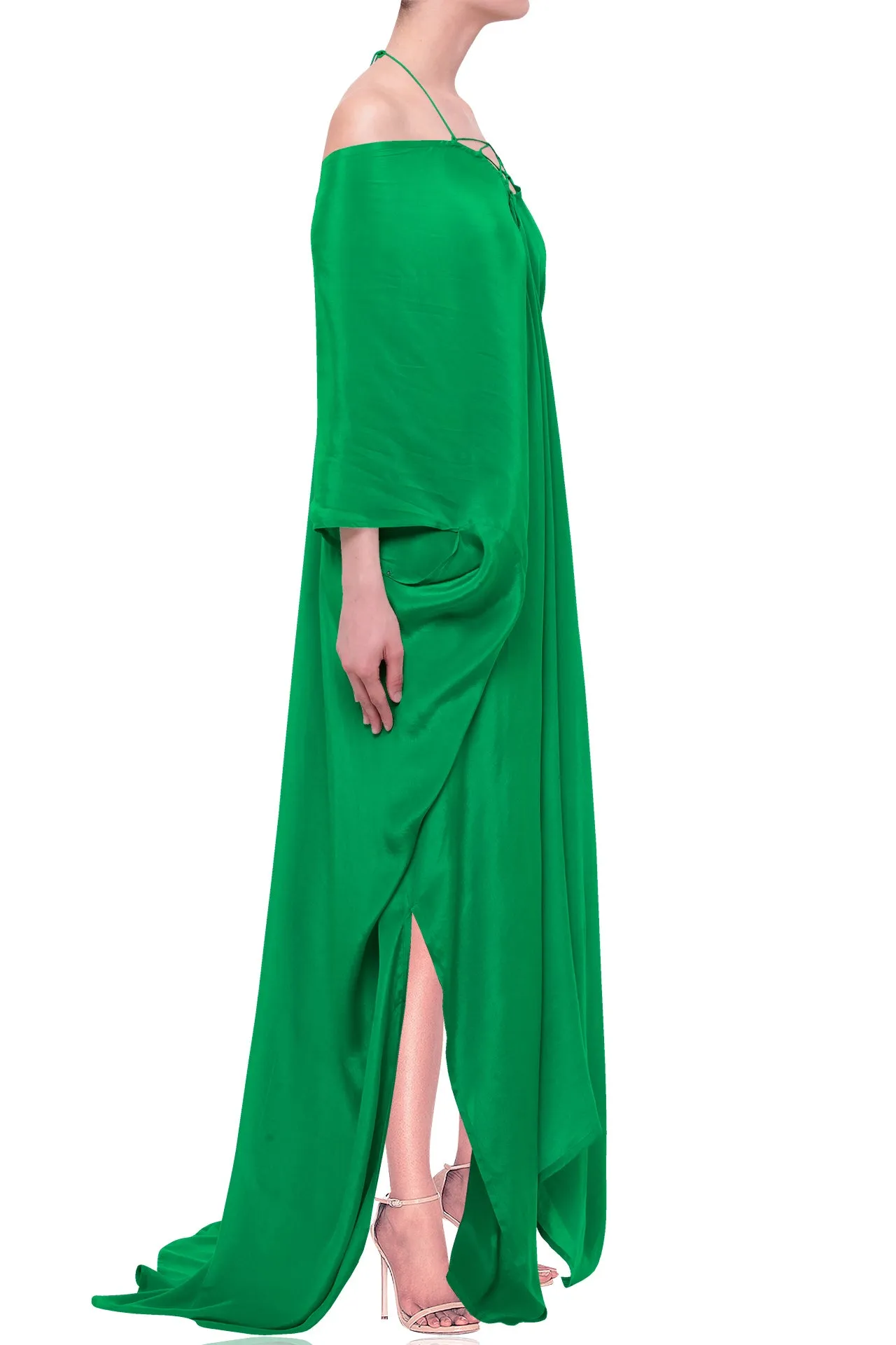 Green Silk Kaftan Vacation Outfits