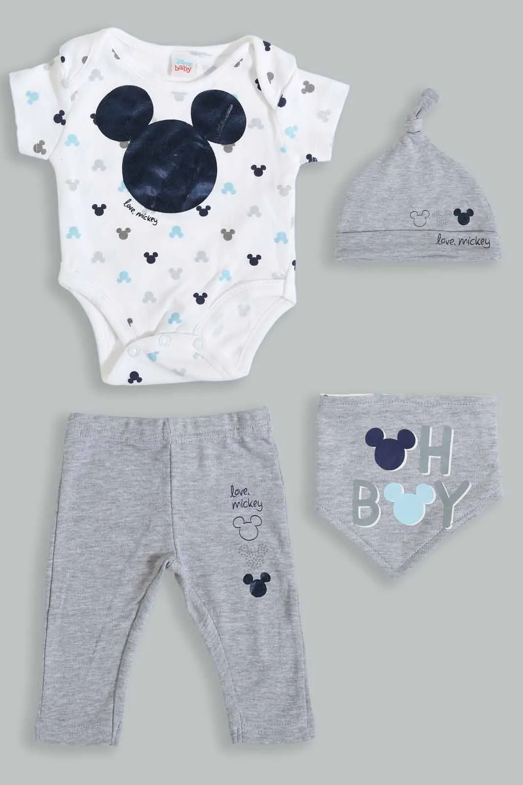 Grey And White Mickey Mouse Gift Set (4 Piece)