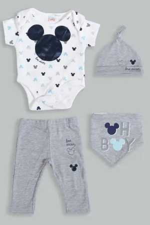 Grey And White Mickey Mouse Gift Set (4 Piece)