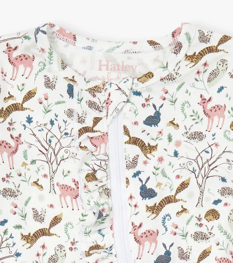 Hatley Happy Forest Ruffle Bum Bamboo Coverall