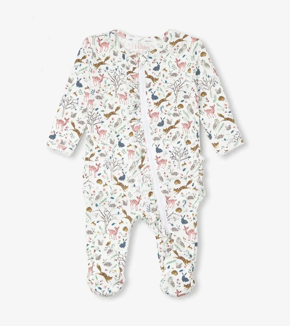 Hatley Happy Forest Ruffle Bum Bamboo Coverall
