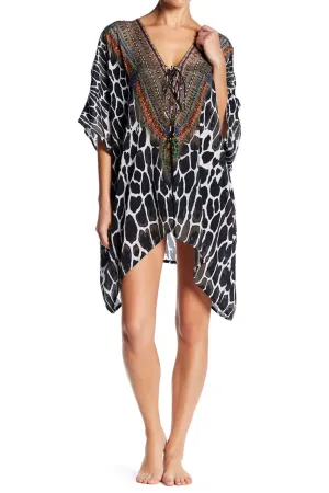 Jaguar Print Short Kaftan Dress