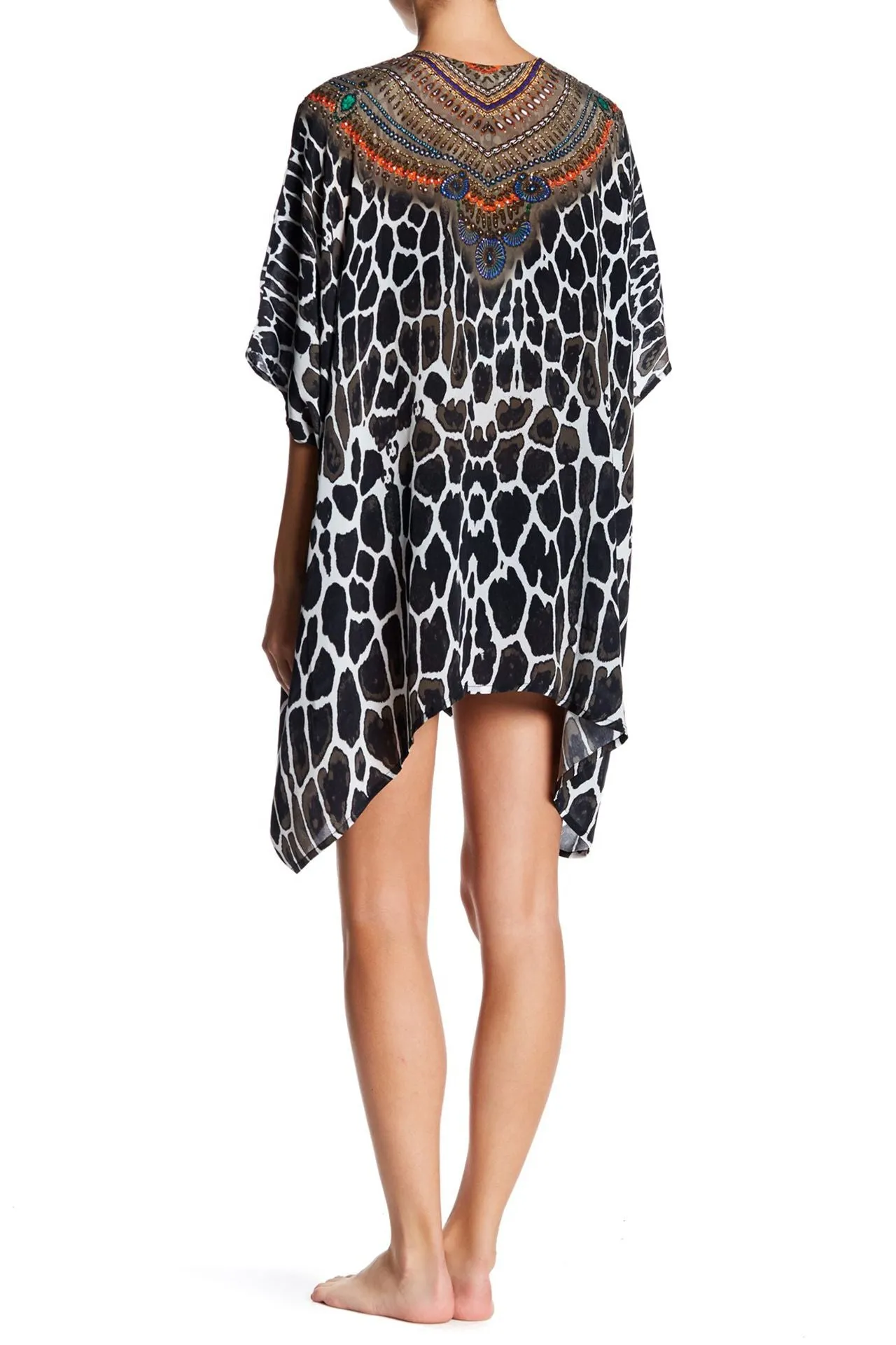 Jaguar Print Short Kaftan Dress