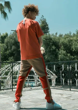 Konus Men's Color Blocked Track pants in Camel