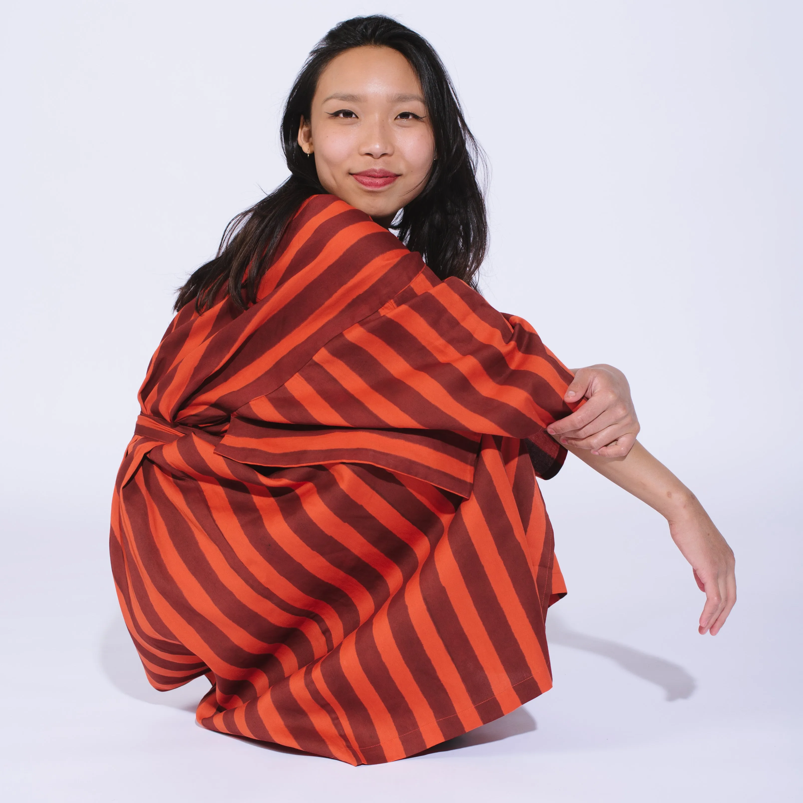 Lena Robe in Clay Stripe