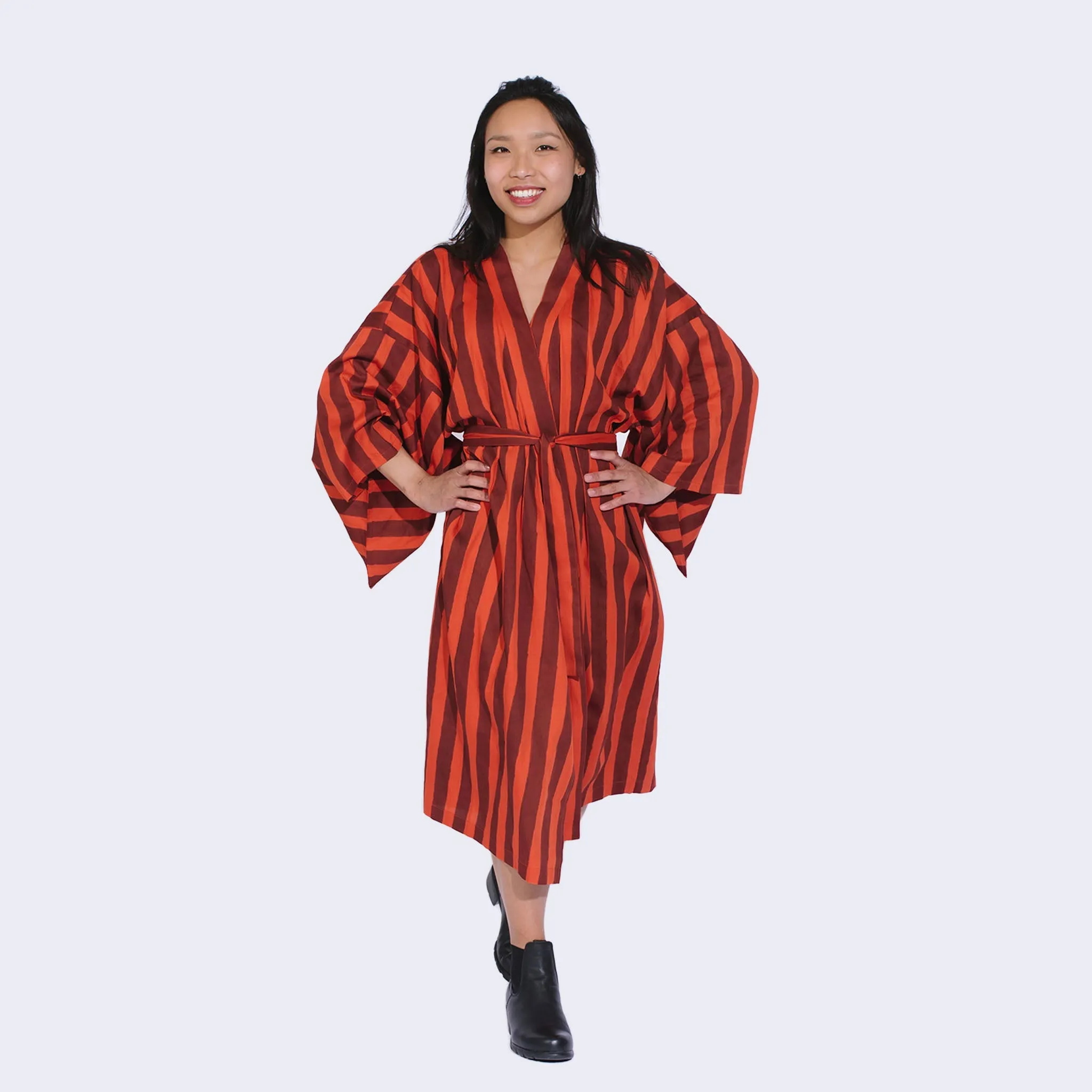 Lena Robe in Clay Stripe