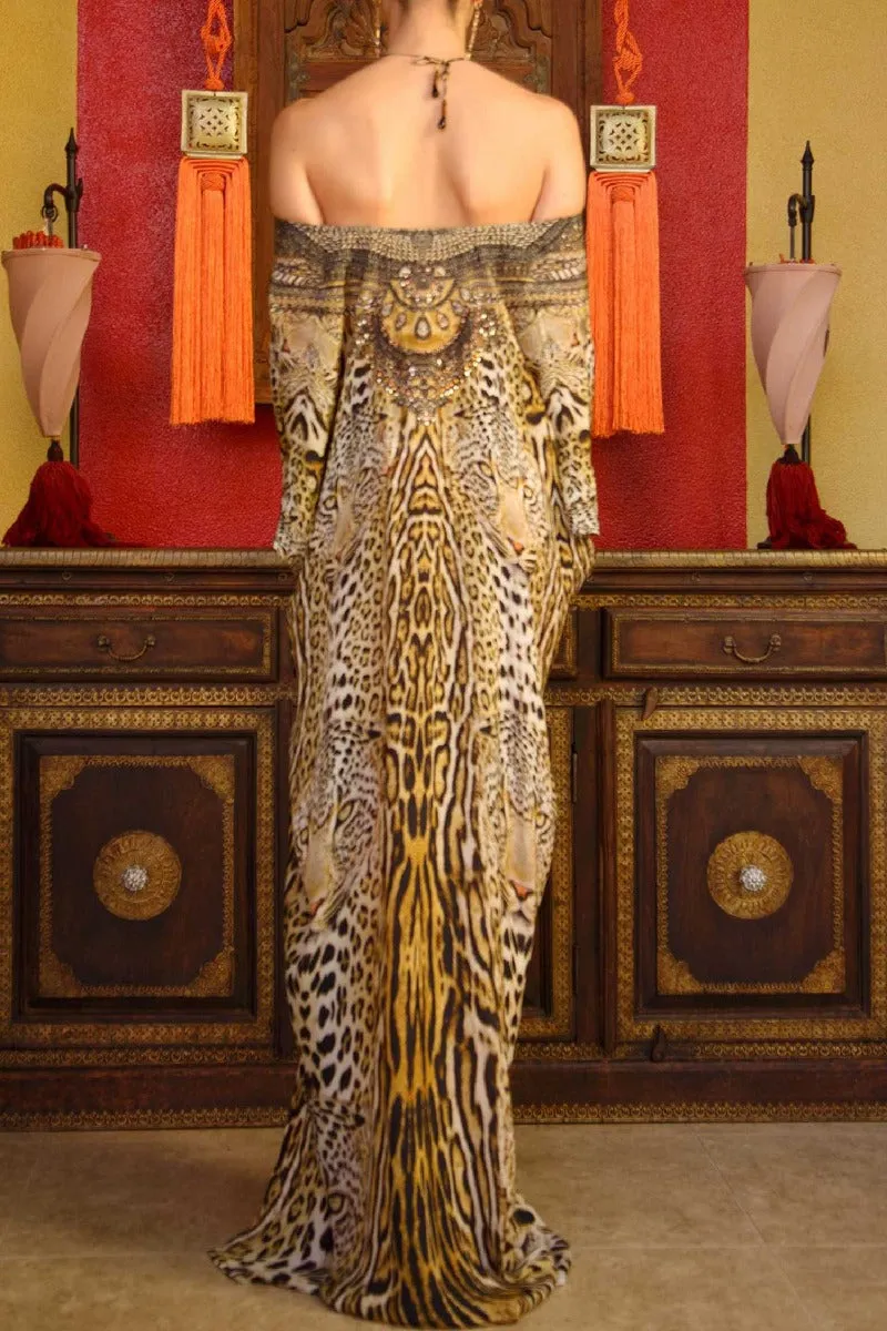 Leopard Print Kaftan Dress