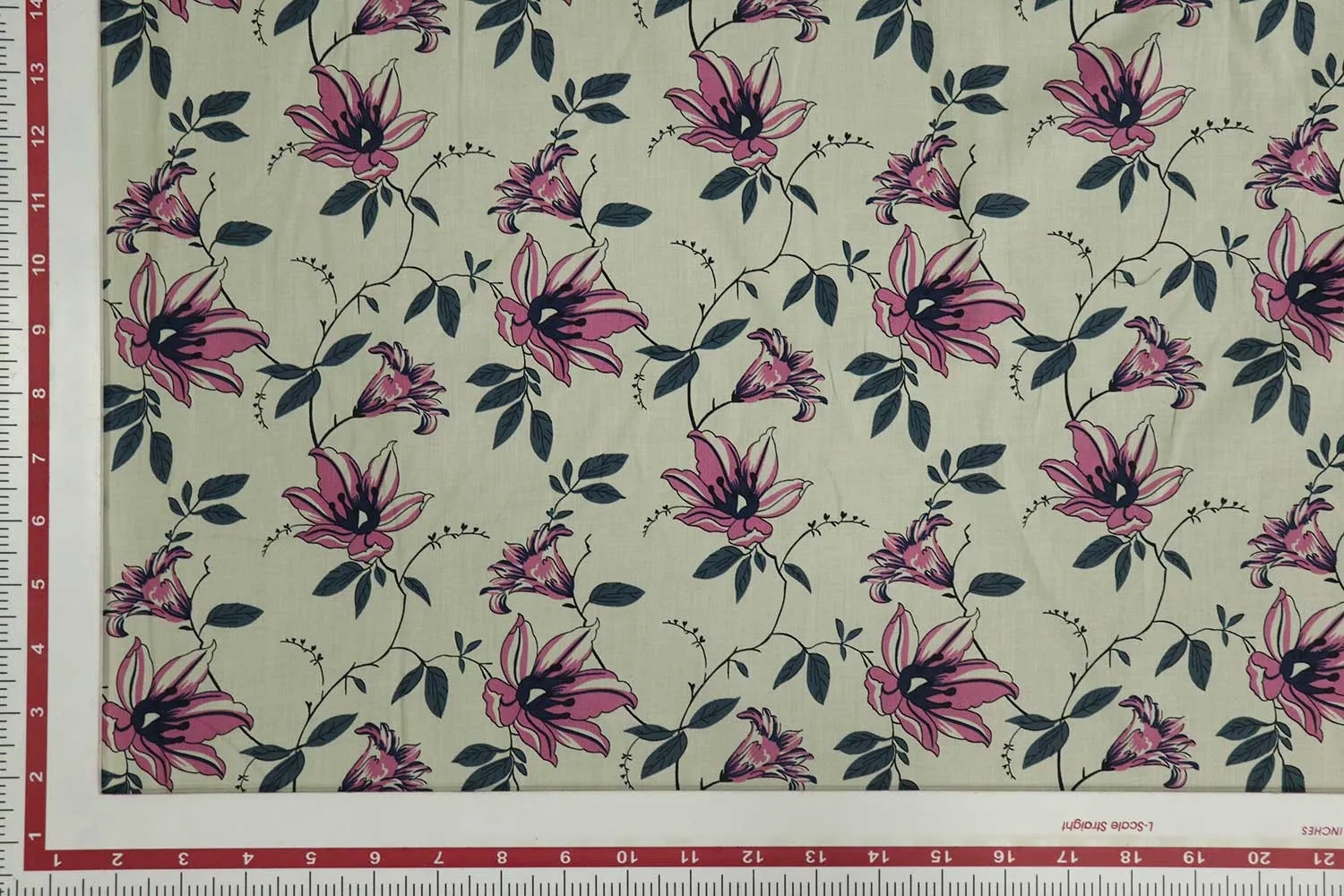 Light Yellow & Pink Floral Printed Cotton Cambric Fabric
