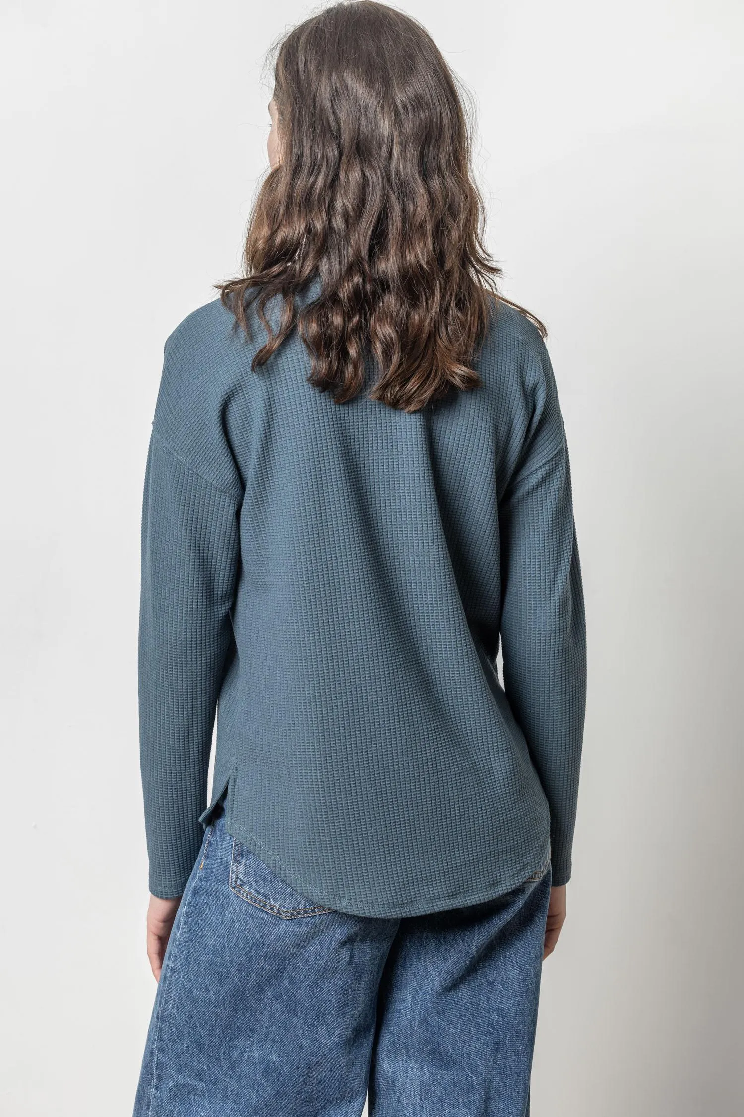 Lilla P Rounded Hem Split Neck Abyss