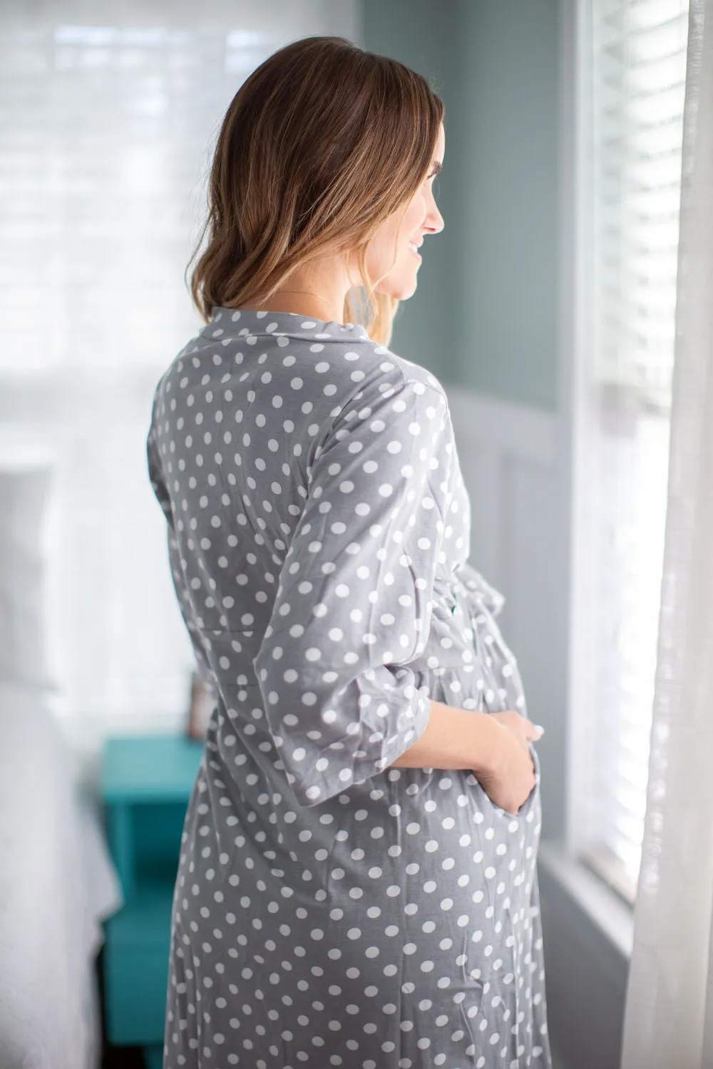 Lisa Robe & Matching Swaddle & Polka Dot Dad T-Shirt & Big Brother T-Shirt Set