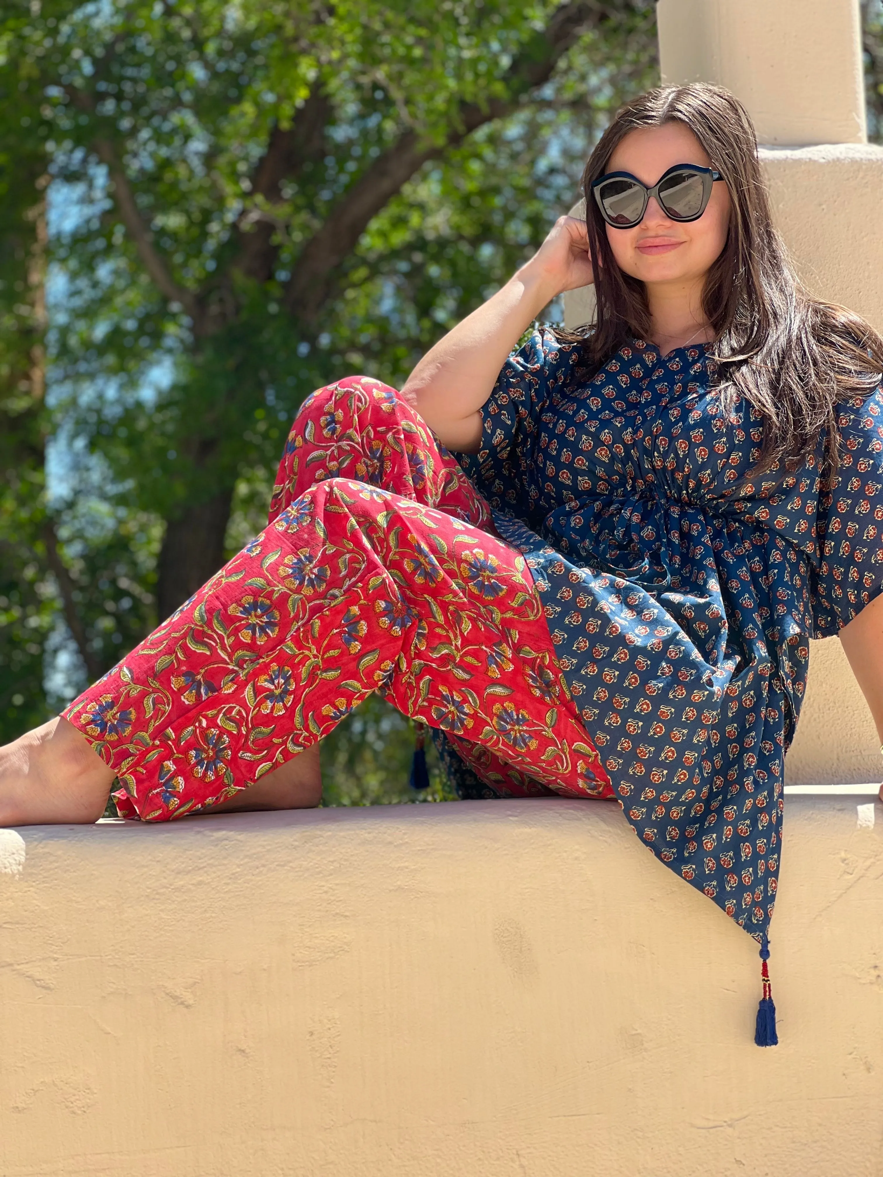 Maximillian Floral Cotton Short Kaftan