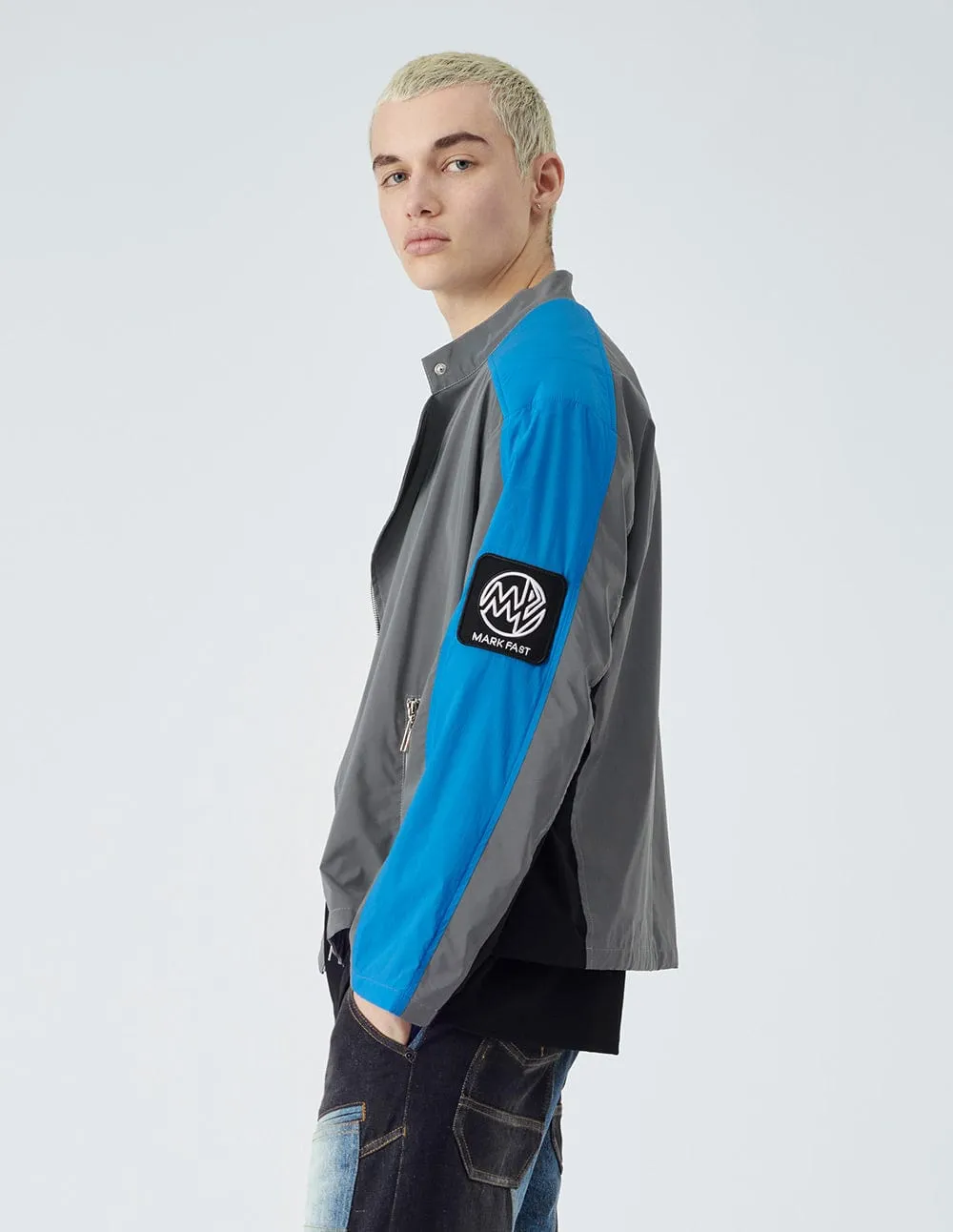 Men's biker colour block jacket
