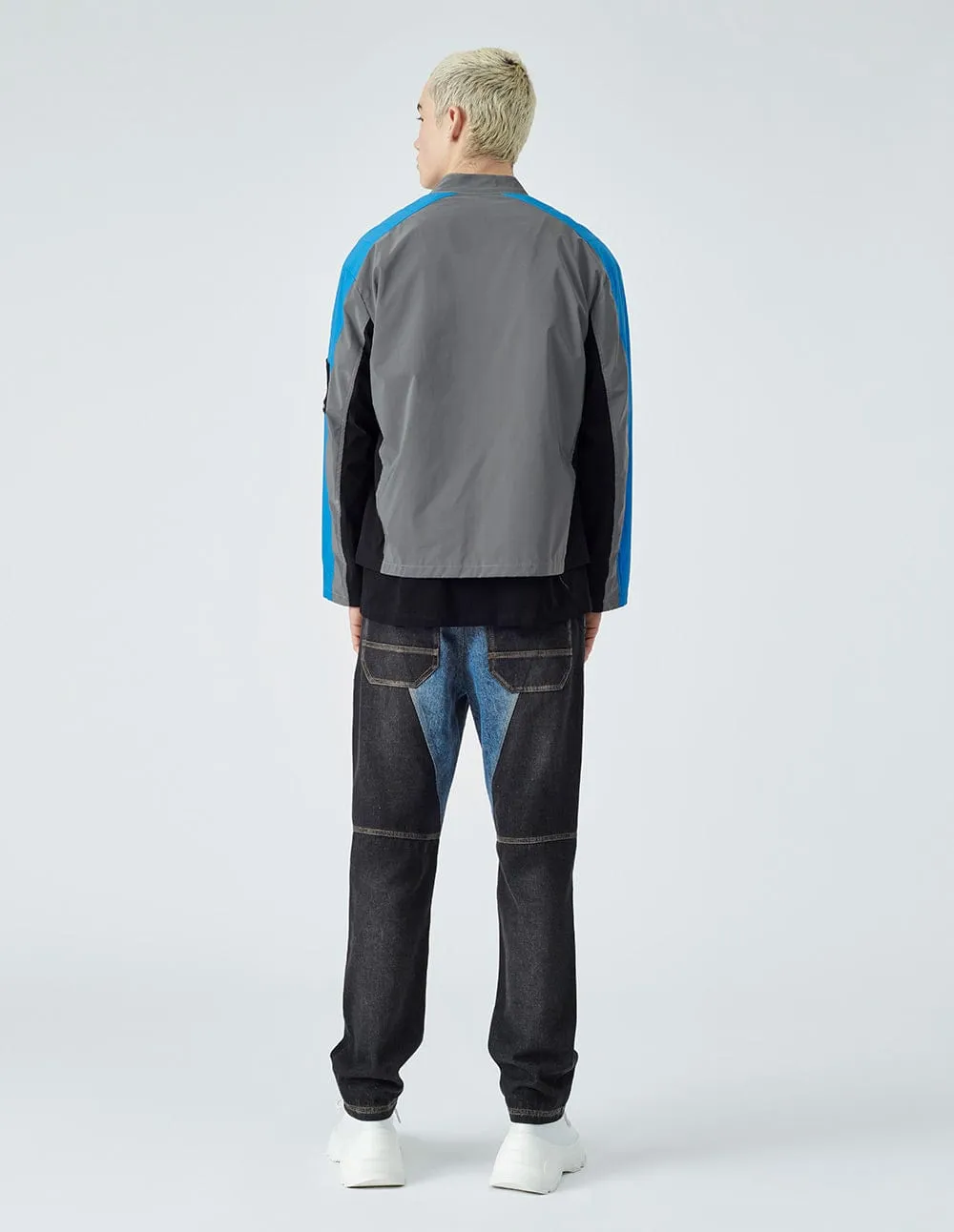 Men's biker colour block jacket