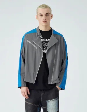 Men's biker colour block jacket