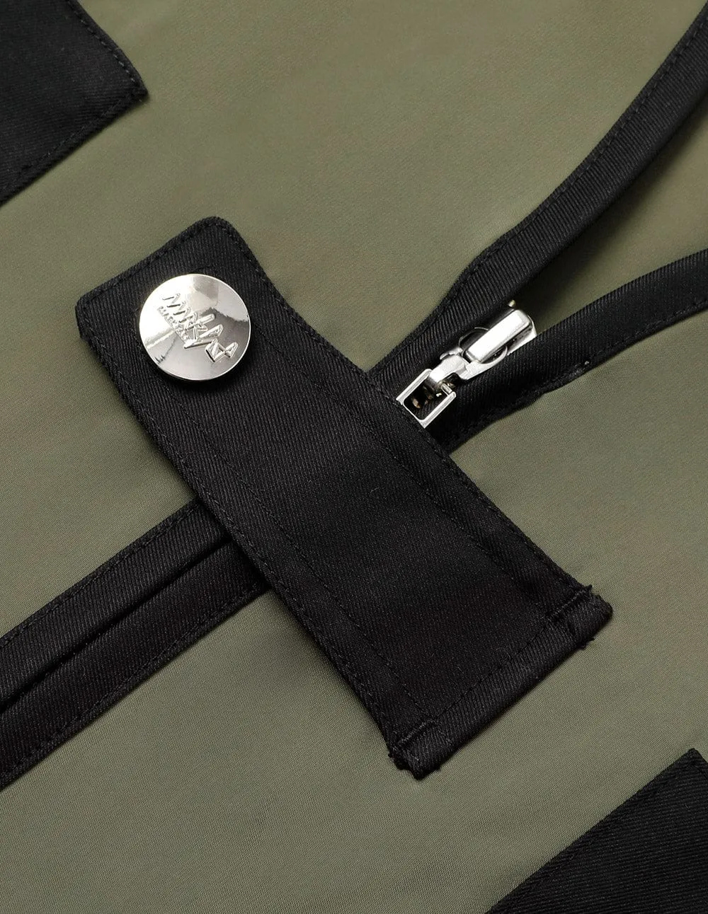 Men's Military Green V-Neck Patchwork Vest