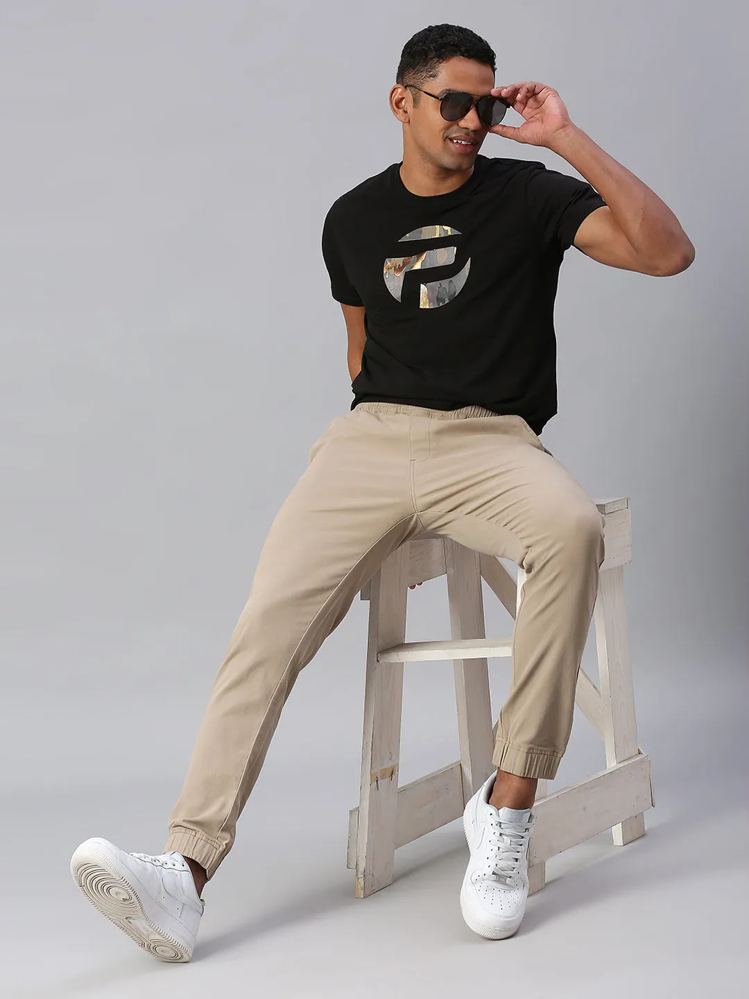 Men's Straight Fit Cotton Joggers (Walnut)