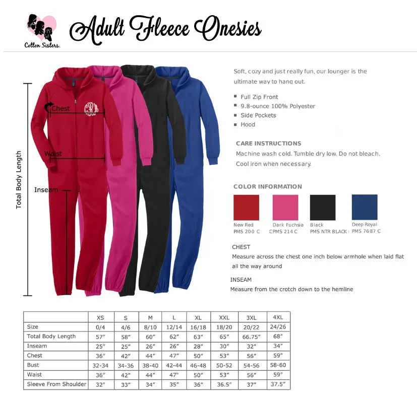 Monogrammed Adult Fleece Lounger Onesie