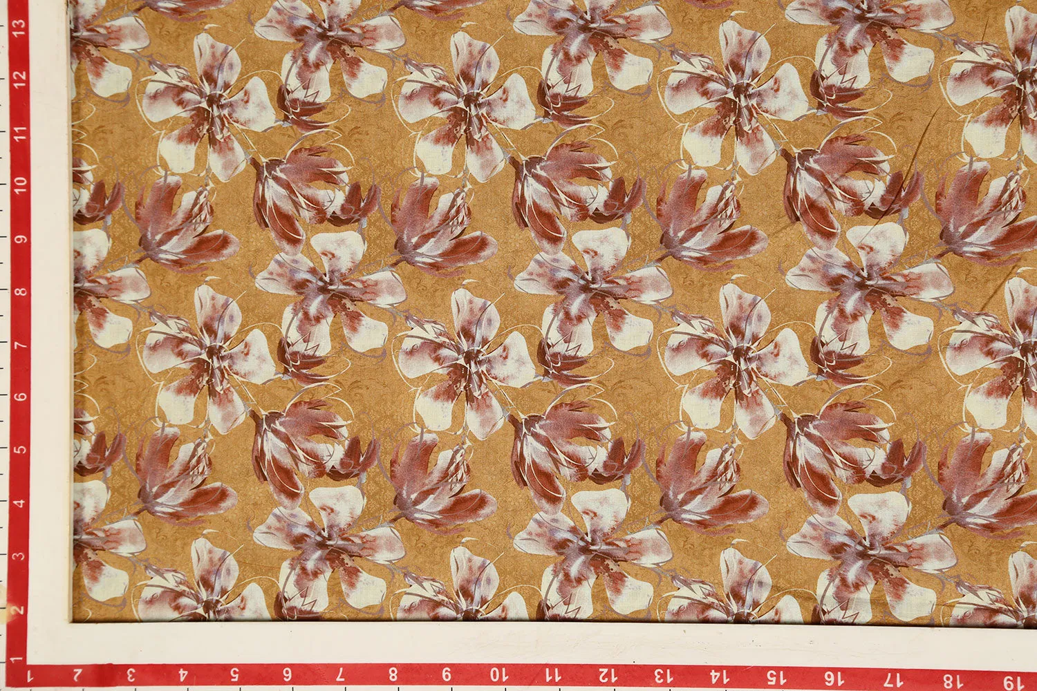 Mustard Printed Cotton Cambric Fabric