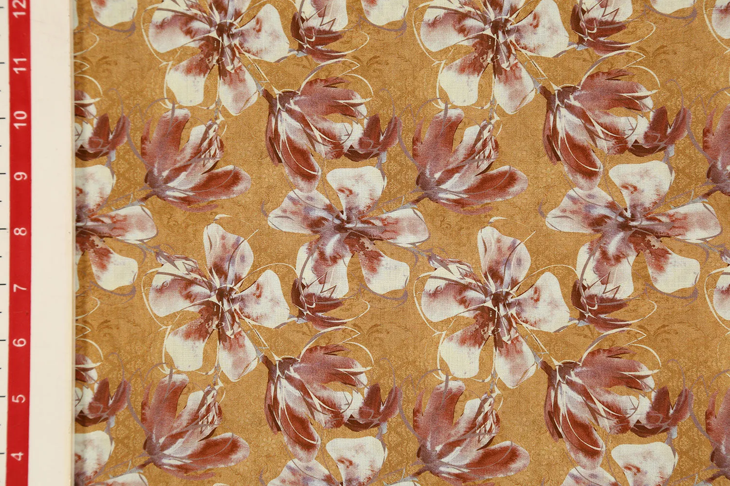 Mustard Printed Cotton Cambric Fabric