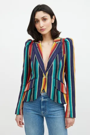 Navy & Multicolour Striped Blazer