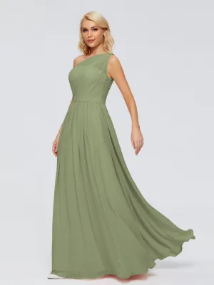 Olive Green Bridesmaid Dresses Arabella One Shoulder Sash Bridesmaid Dresses