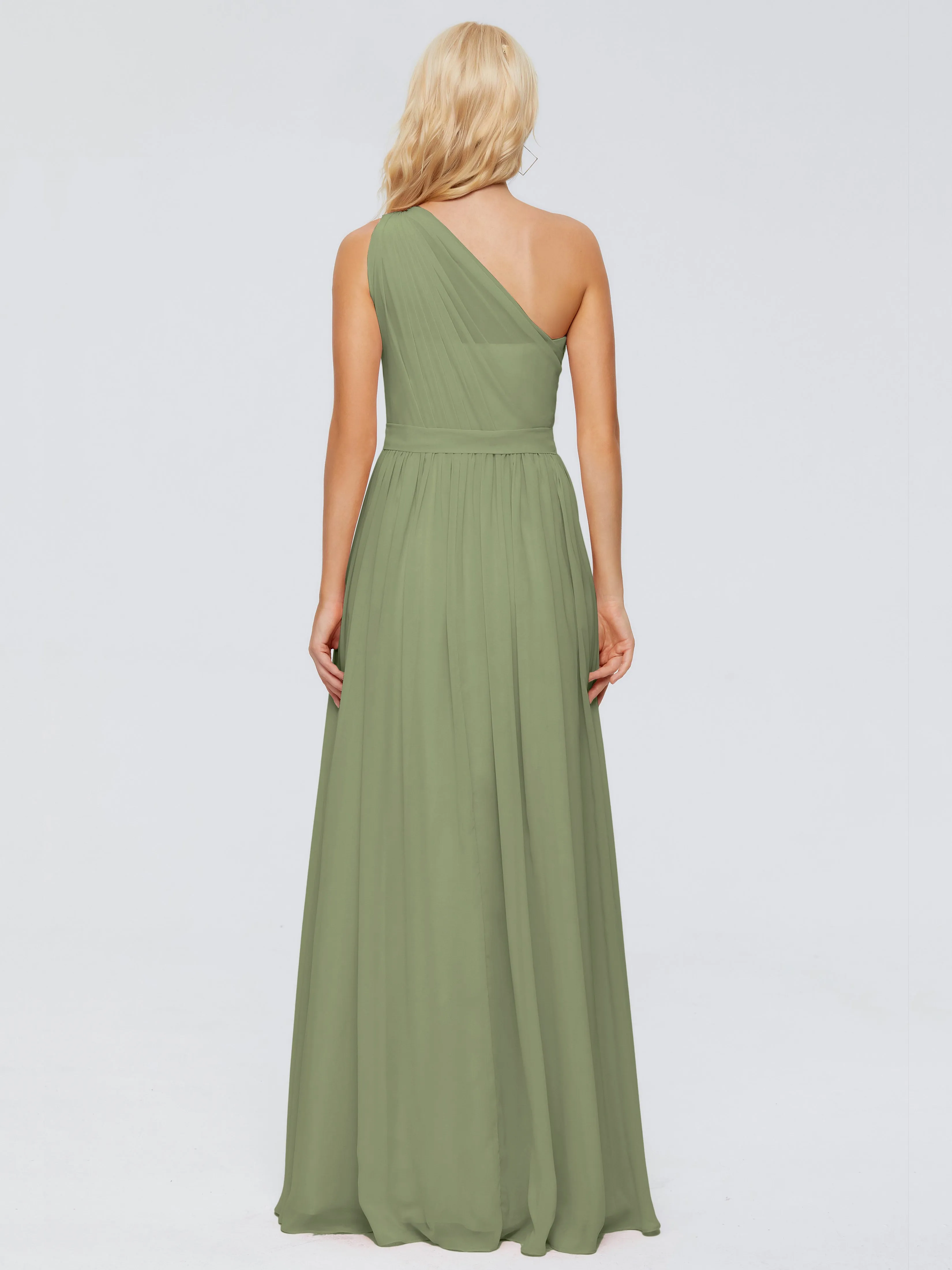 Olive Green Bridesmaid Dresses Arabella One Shoulder Sash Bridesmaid Dresses