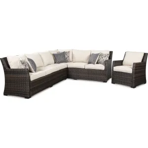 Outdoor Easy Isle Sofa Sectional & Chair w/Cushion
