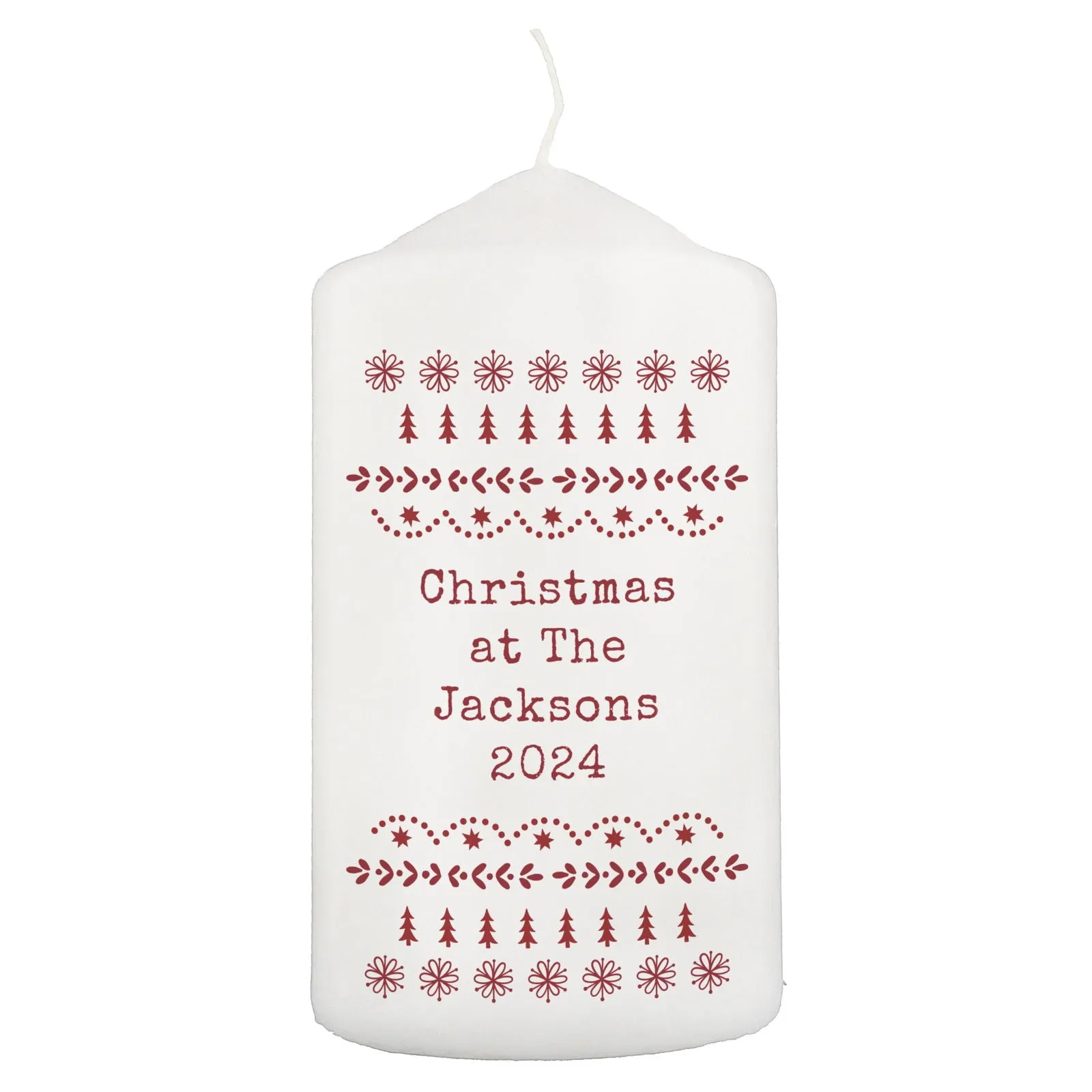 Personalised Christmas Fair Isle Pillar Candle