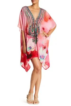 Pink Floral Short caftan dress