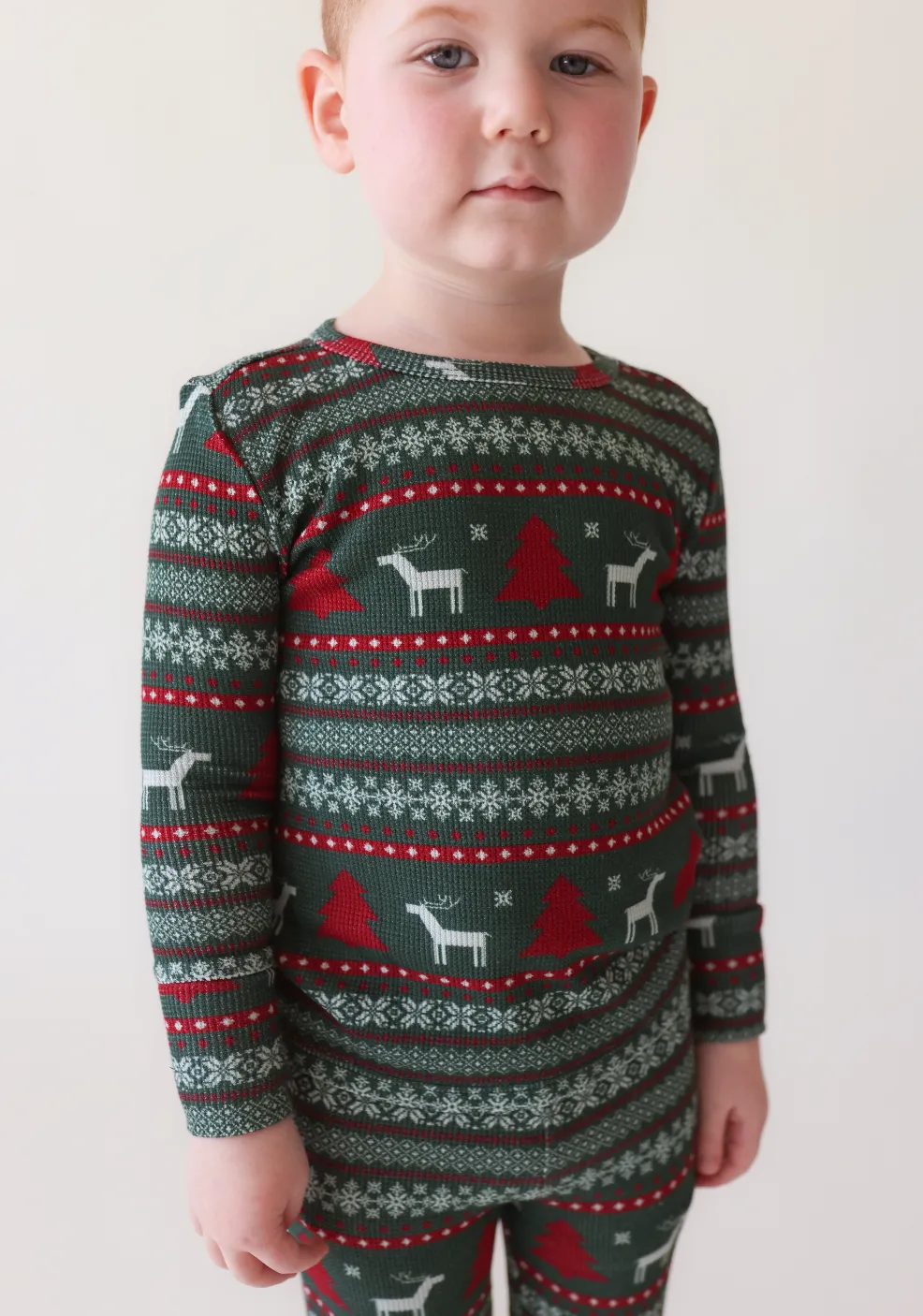 Posh Peanut Basic Long Sleeve Loungewear Pajama & Pants in Holiday Fair Isle