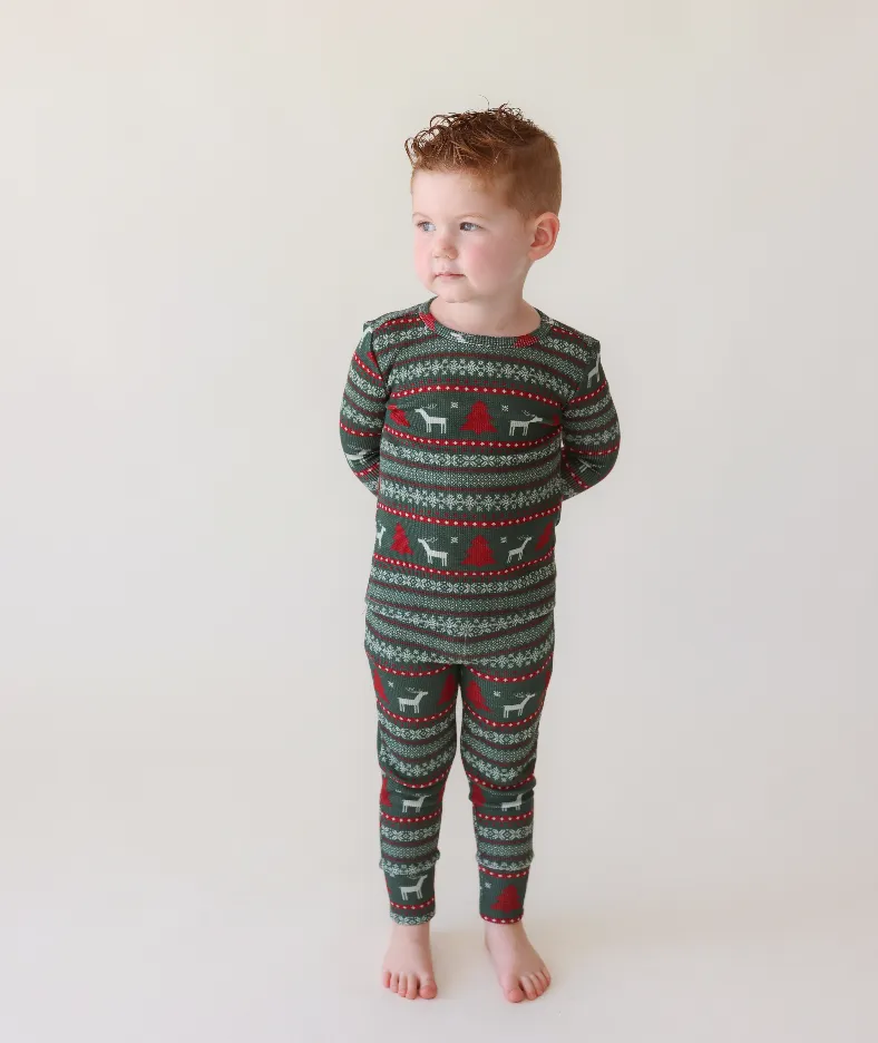 Posh Peanut Basic Long Sleeve Loungewear Pajama & Pants in Holiday Fair Isle