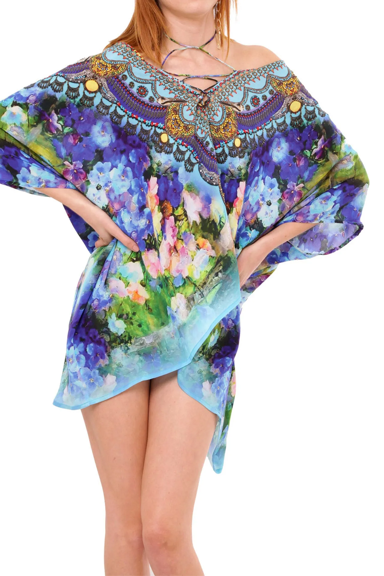 Print Caftan Dress Short