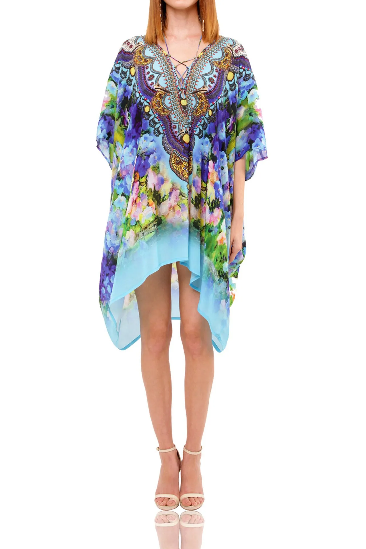 Print Caftan Dress Short