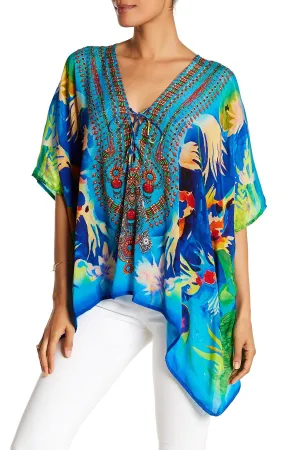 print caftan Tops blue