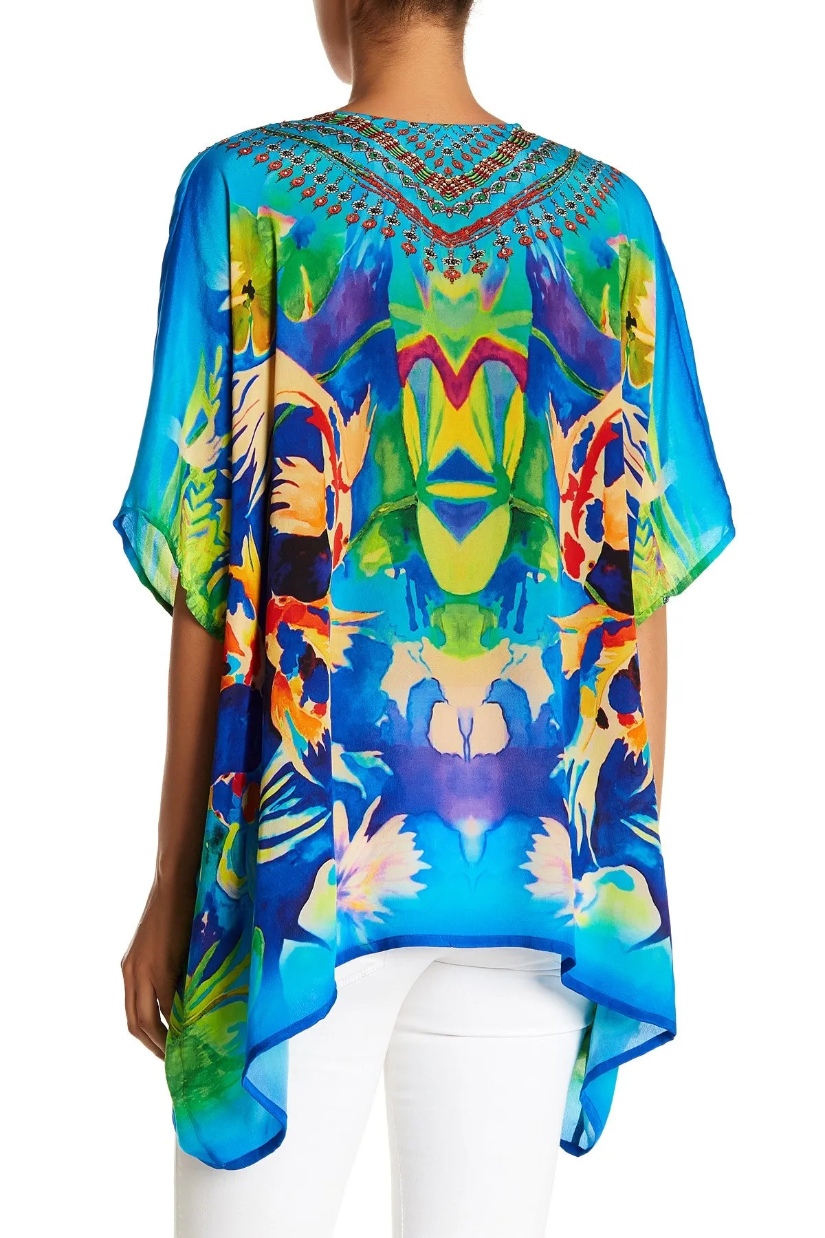 print caftan Tops blue