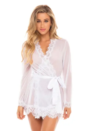 Provence Sheer Shortie Robe - WHITE