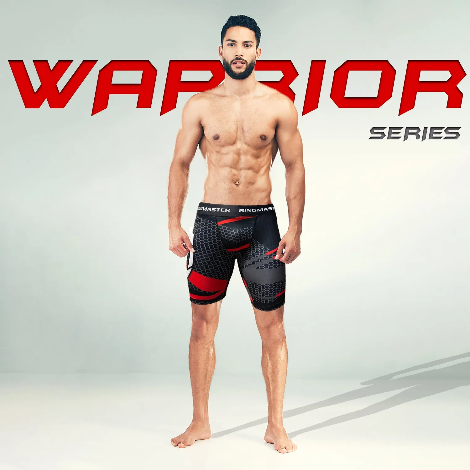 RingMaster Sports Warrior Series Compression Shorts Black Red
