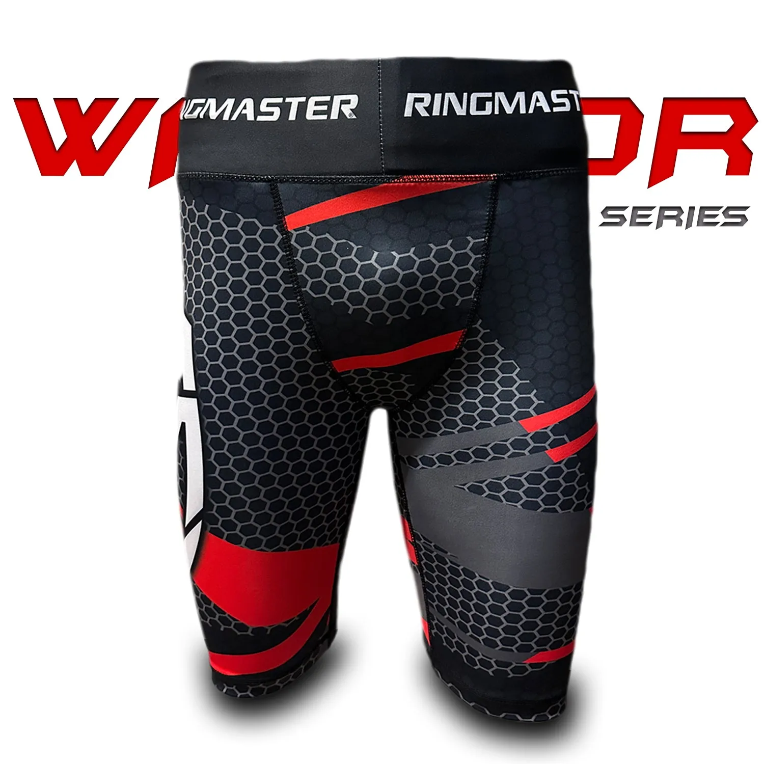 RingMaster Sports Warrior Series Compression Shorts Black Red