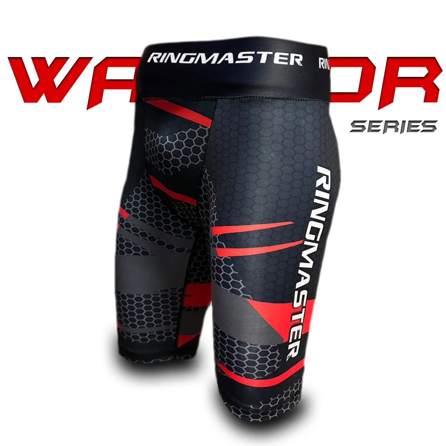 RingMaster Sports Warrior Series Compression Shorts Black Red