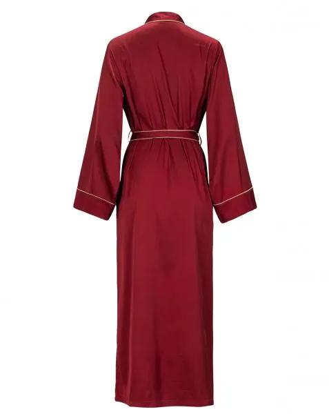 Satin Maxi Robe - Ruby Wine & Almond -