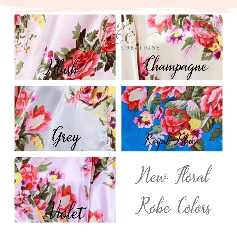 Silk Floral Robes, Burgundy Floral Robes, Bridesmaid Robes, Bridal Robes, Bridesmaid Gifts, Getting Ready Robes, Satin Floral Robe