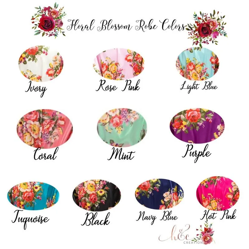 Silk Floral Robes, Burgundy Floral Robes, Bridesmaid Robes, Bridal Robes, Bridesmaid Gifts, Getting Ready Robes, Satin Floral Robe