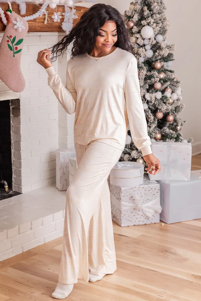 Snowy Days Beige and Ivory Fair Isle Pajama Top FINAL SALE