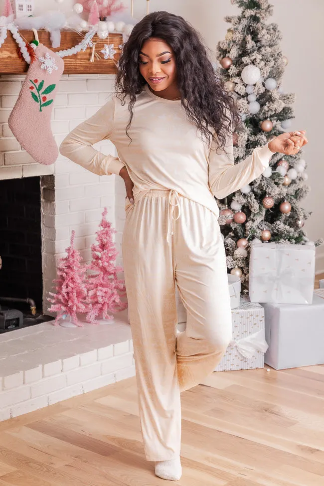 Snowy Days Beige and Ivory Fair Isle Pajama Top FINAL SALE