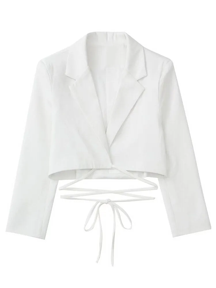 Spring Summer Office Lady Orange Women Suits V Neck Long Sleeve Bow Tie Short Blazer High Waist Sheath Mini Skirts 2pc Sets