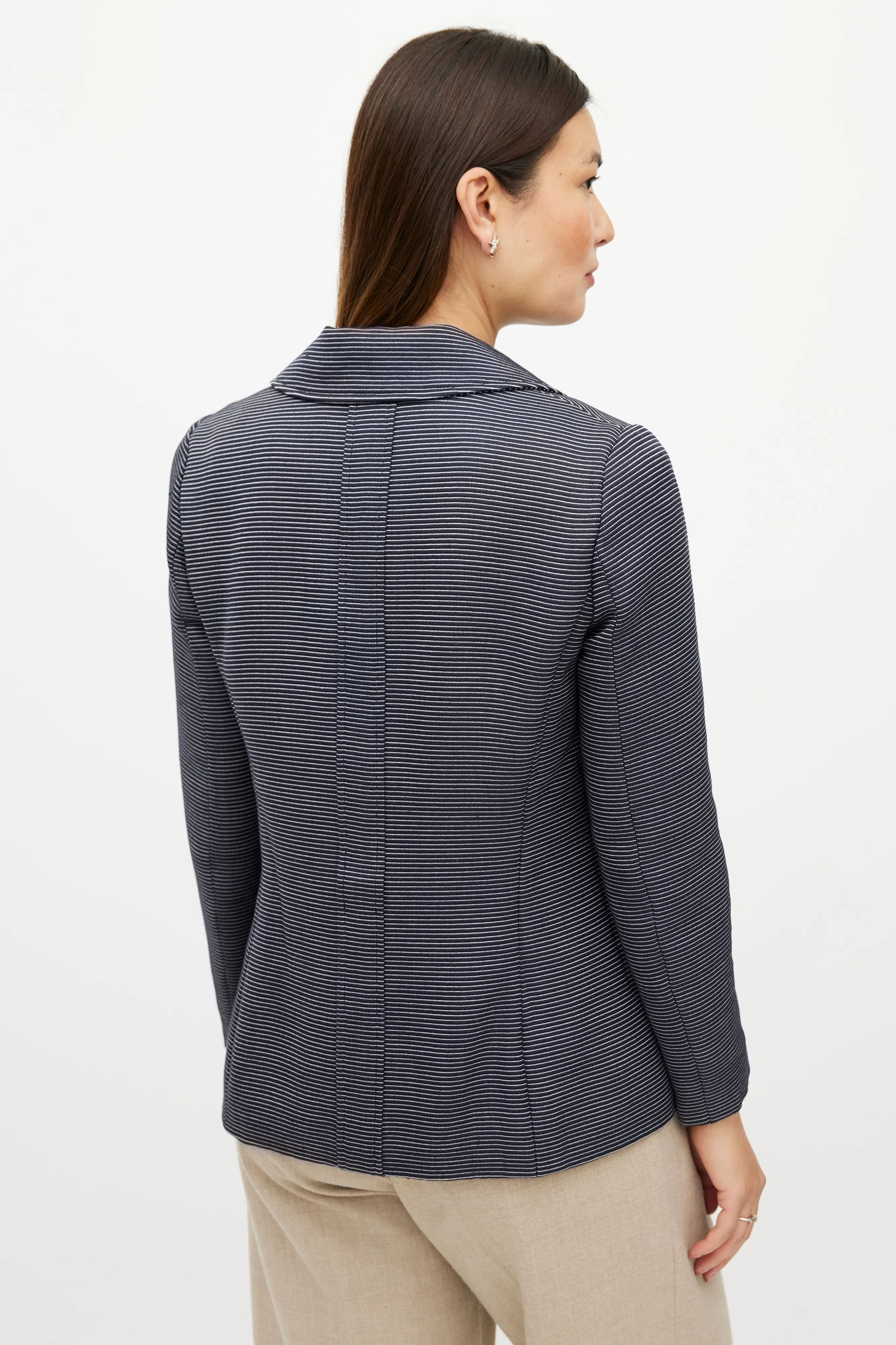 SS 2001 Navy & White Wool Striped Blazer