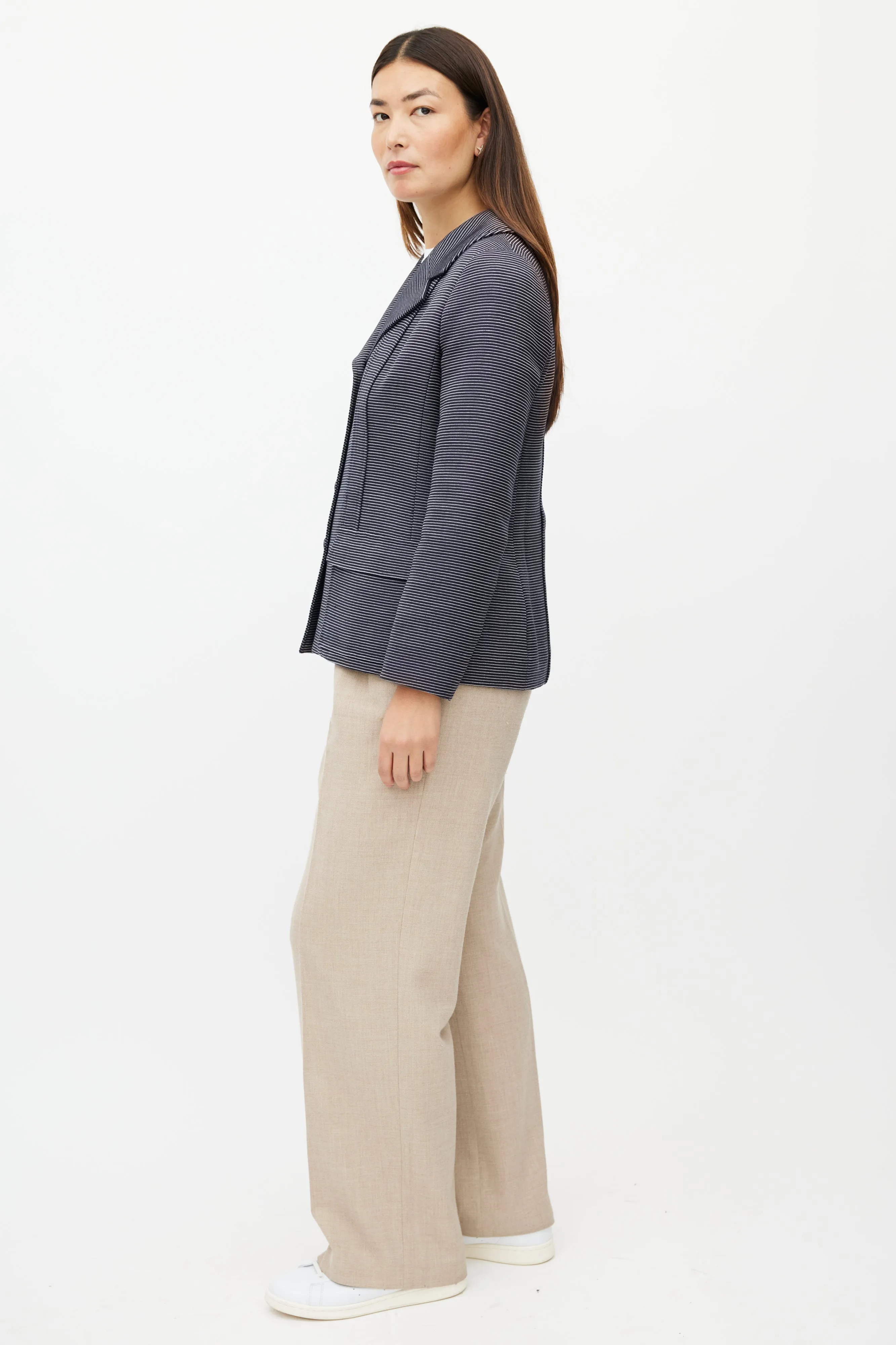 SS 2001 Navy & White Wool Striped Blazer