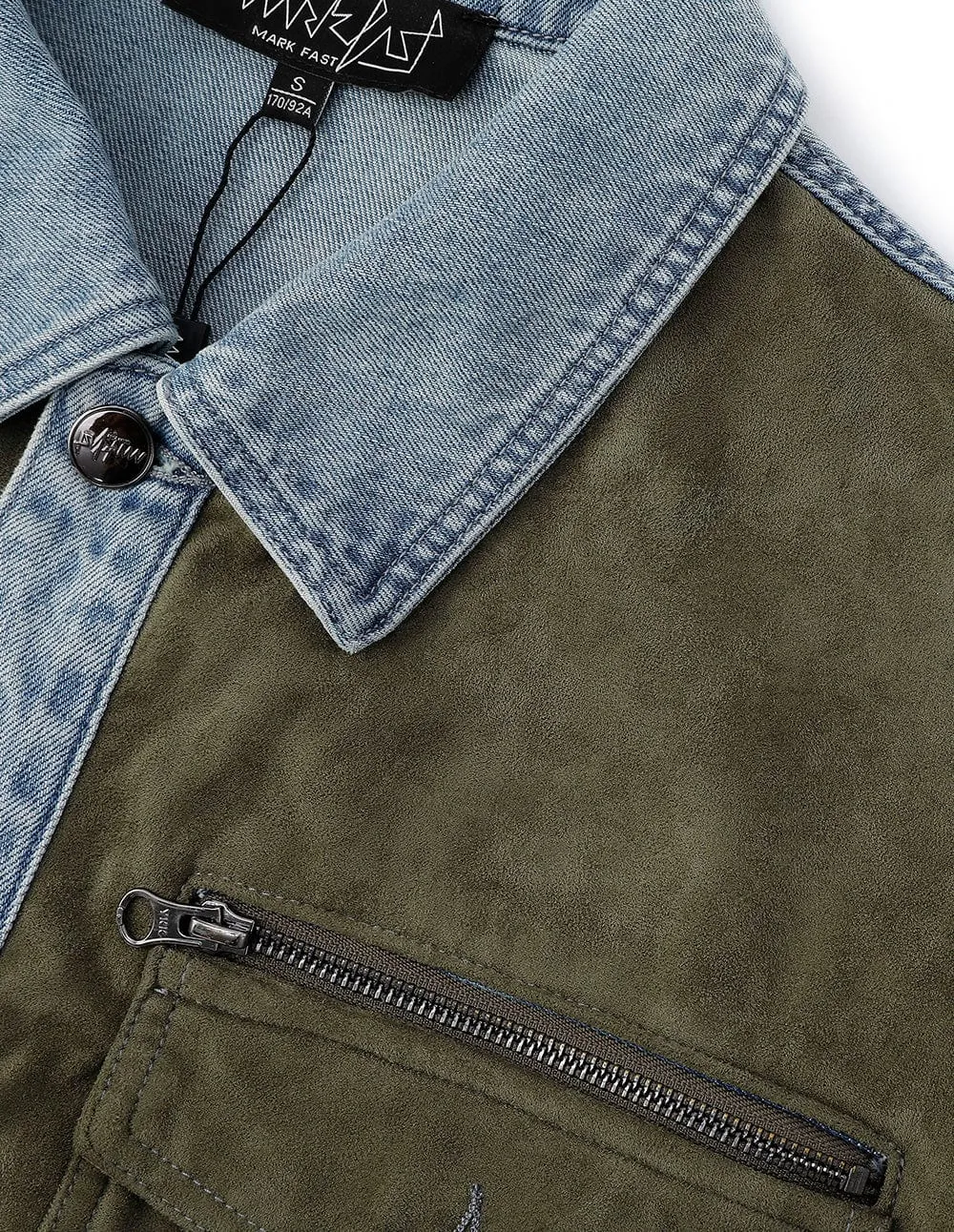 Suede Panel Casual Denim Jacket